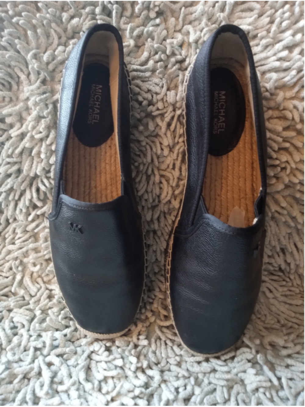 Sz 10 Women's Michael Kors Black Leather Espadrilles